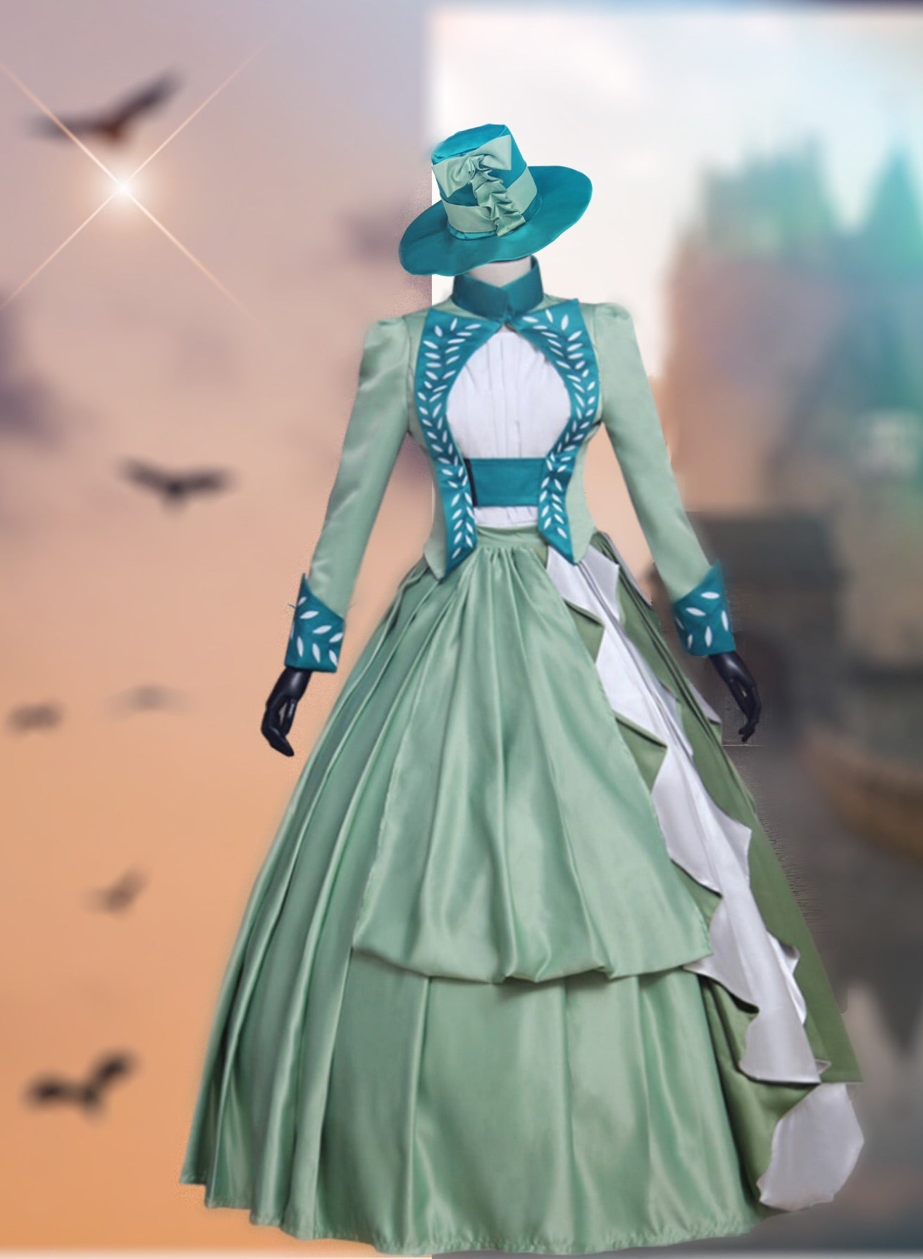 Green Mina walking Dress, Dracula Costume, Bram Stokers Mina Dress, Green Victorian walking suit Jacket Skirt, Dracular, Halloween Dress,