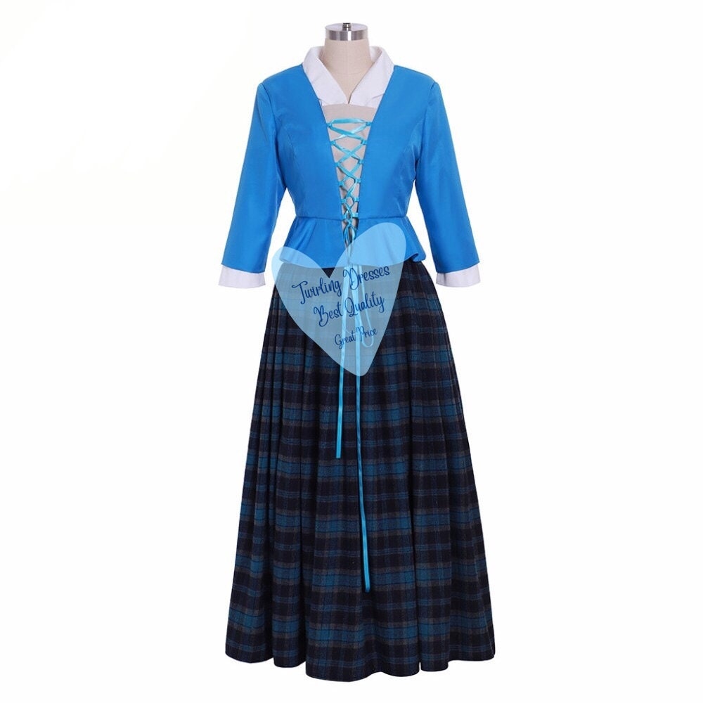 Scottish Highland Jacket and vest  dress , 18th Century Dress, 1700s Dress , Historic Costume, Theatre Dress, Outlander Dress - TwirlingDresses