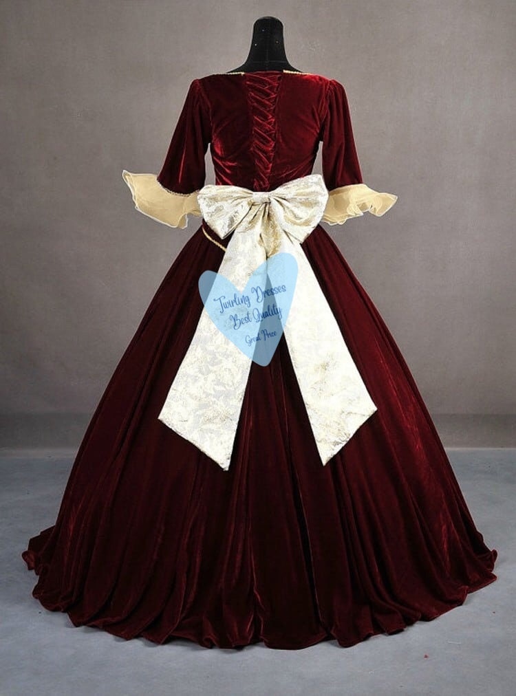 Christmas Belle Princess Dress, Adult Belle Princess Dress, Red Belle Dress - TwirlingDresses