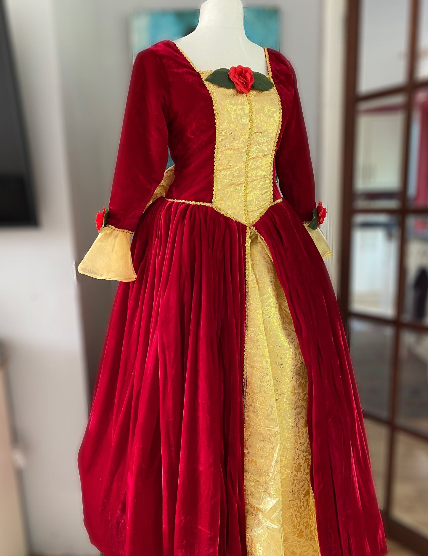 Christmas Belle Princess Dress, Adult Belle Princess Dress, Red Belle Dress