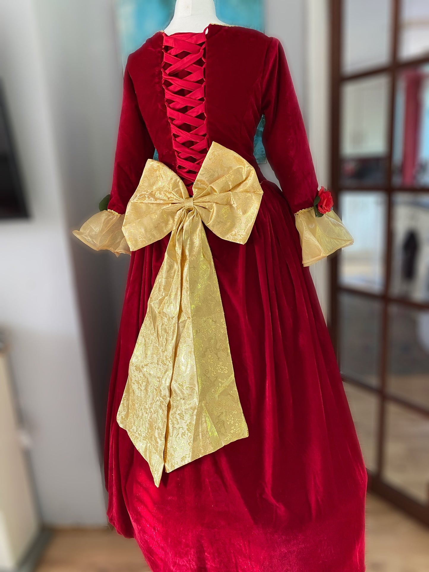 Christmas Belle Princess Dress, Adult Belle Princess Dress, Red Belle Dress