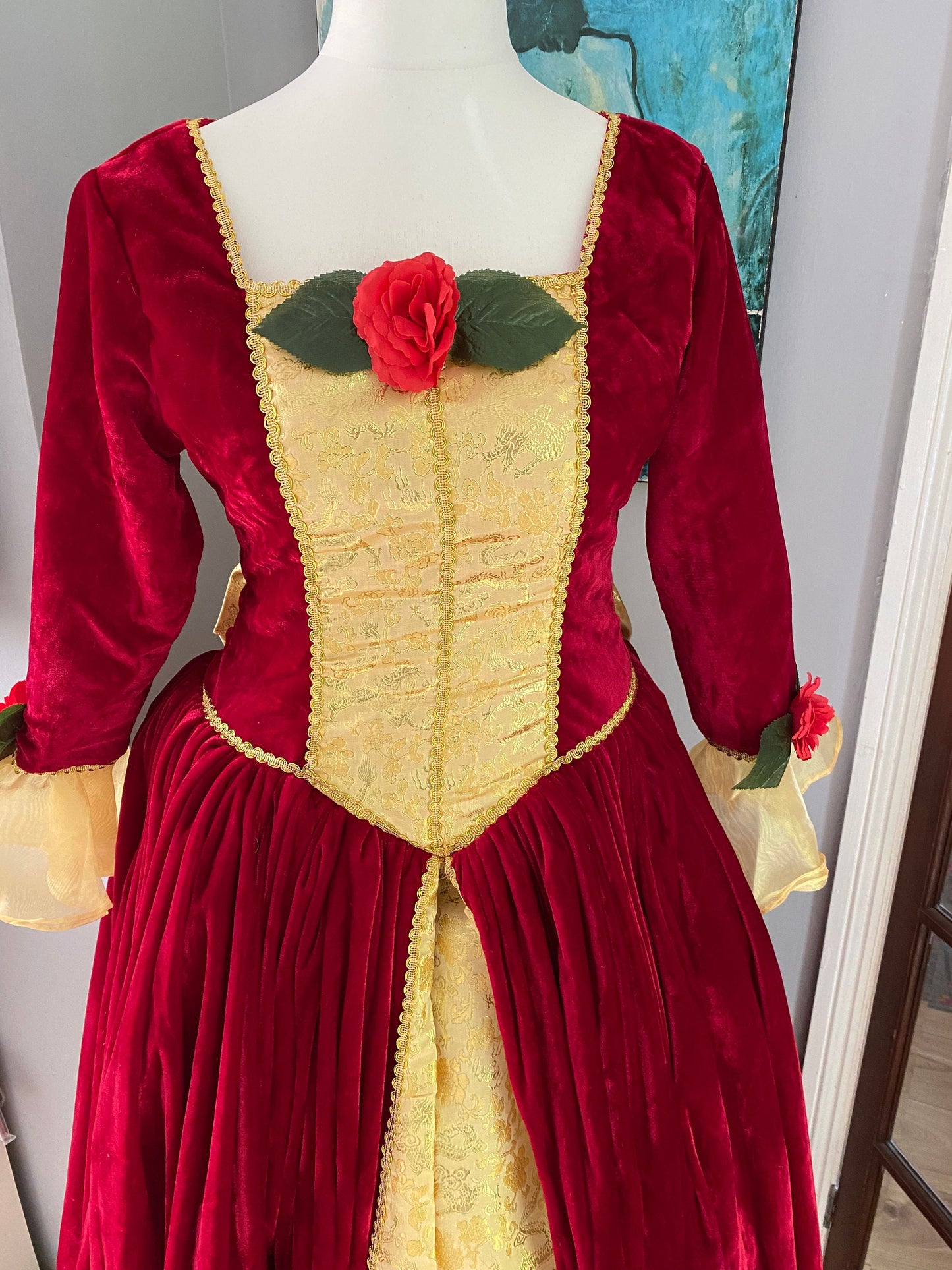Christmas Belle Princess Dress, Adult Belle Princess Dress, Red Belle Dress