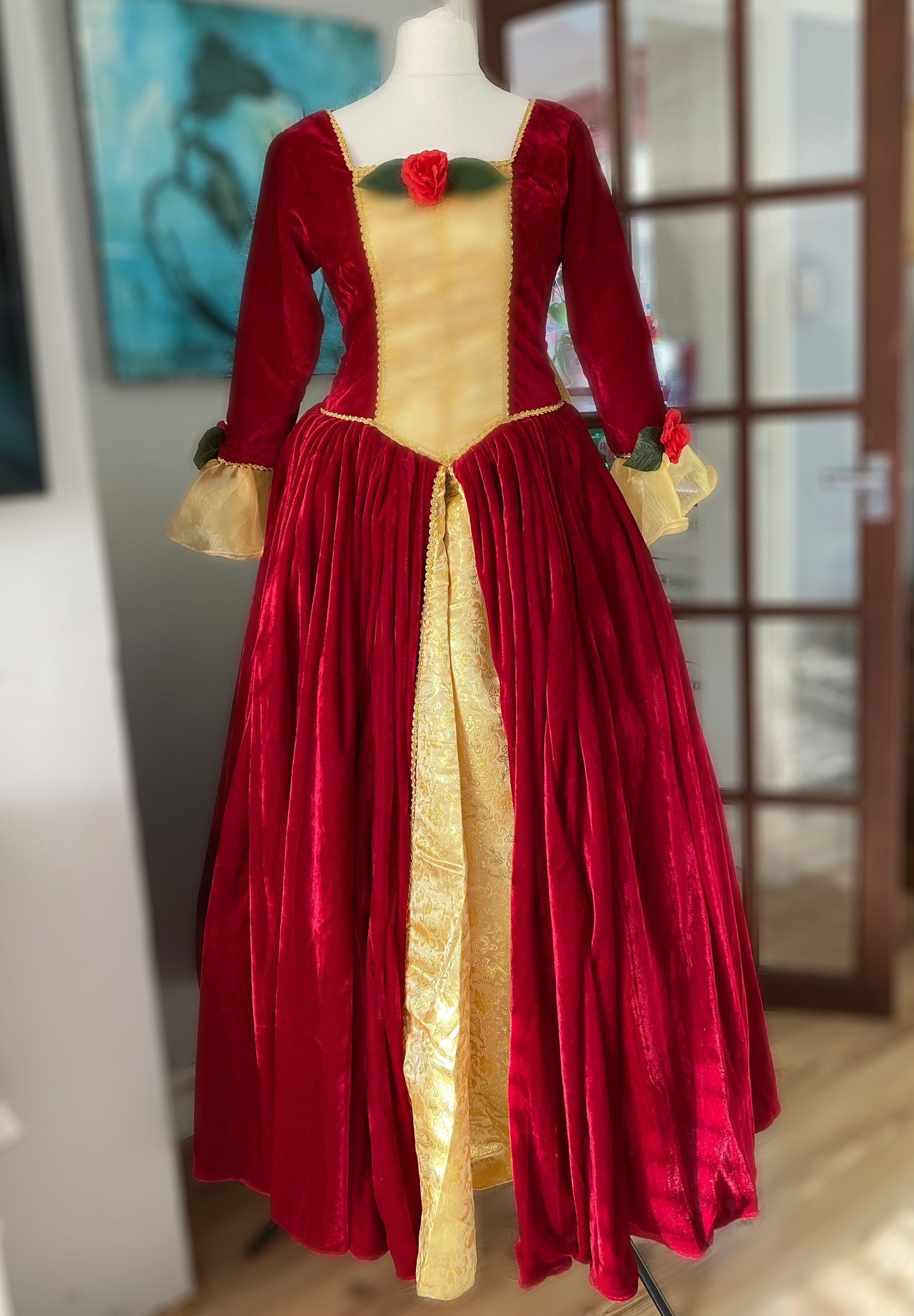 Christmas Belle Princess Dress, Adult Belle Princess Dress, Red Belle Dress