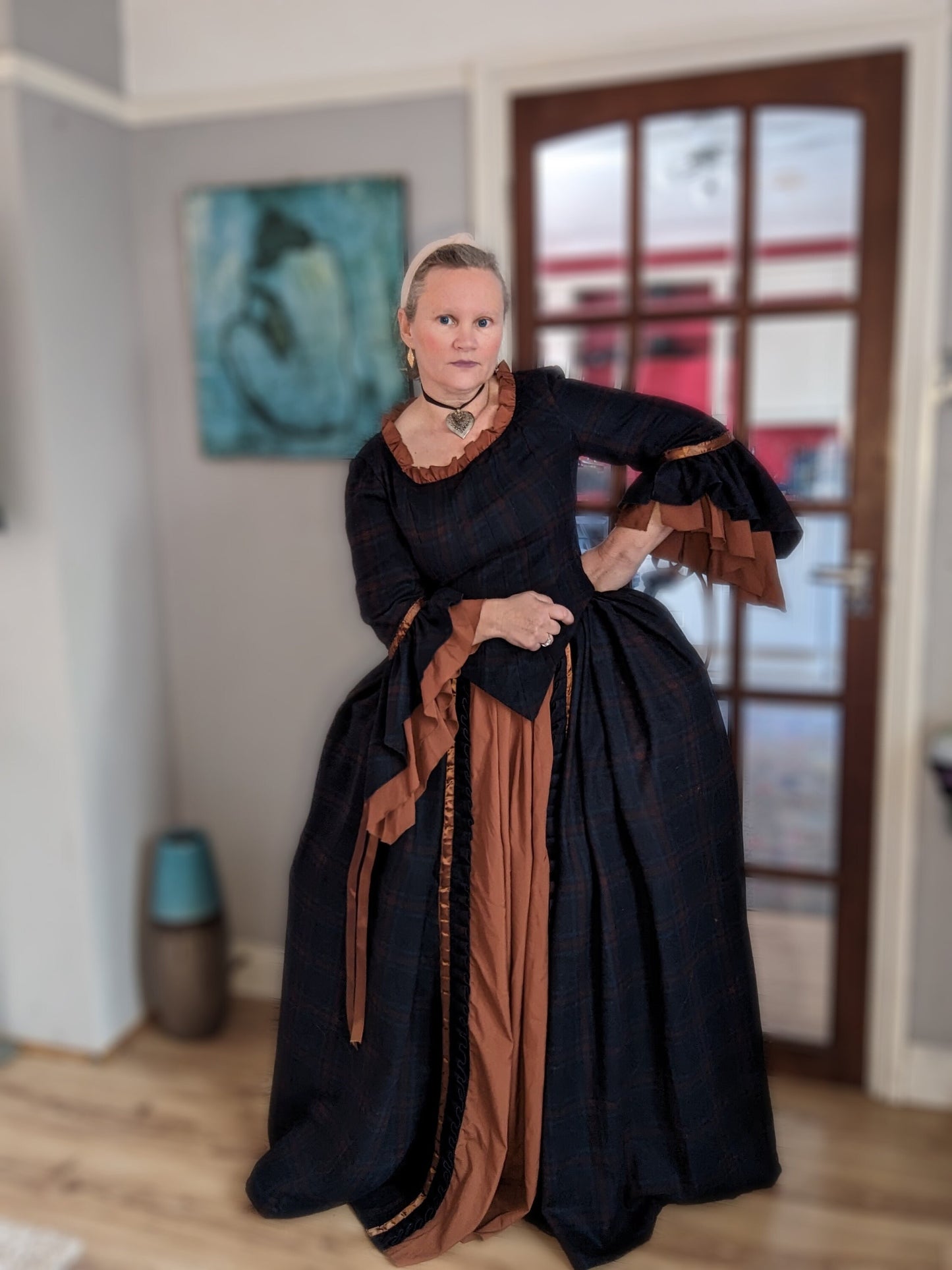 Georgian Outlander dress, Scottish highlands dress, plaid Georgian Dress,