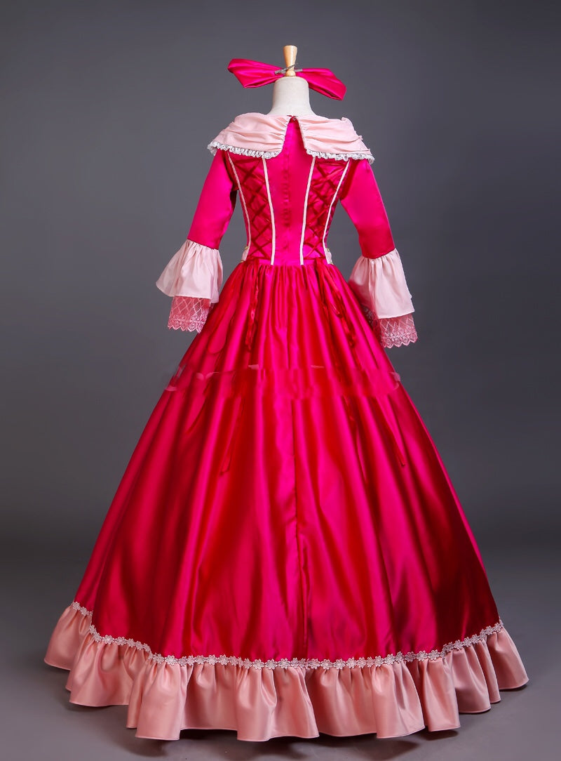 open lace back dress Red Belle Winter Costume – TwirlingDresses