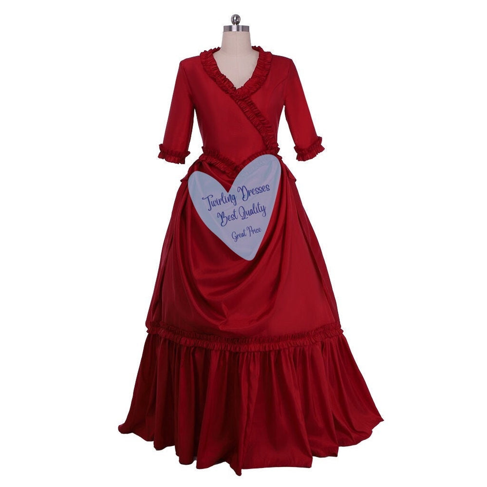 Red Victorian Costume, Victorian bustle Dress, Victorian Fitted jacket – TwirlingDresses Red Victorian Costume, Victorian bustle Dress, Victorian Fitted jacket – TwirlingDresses