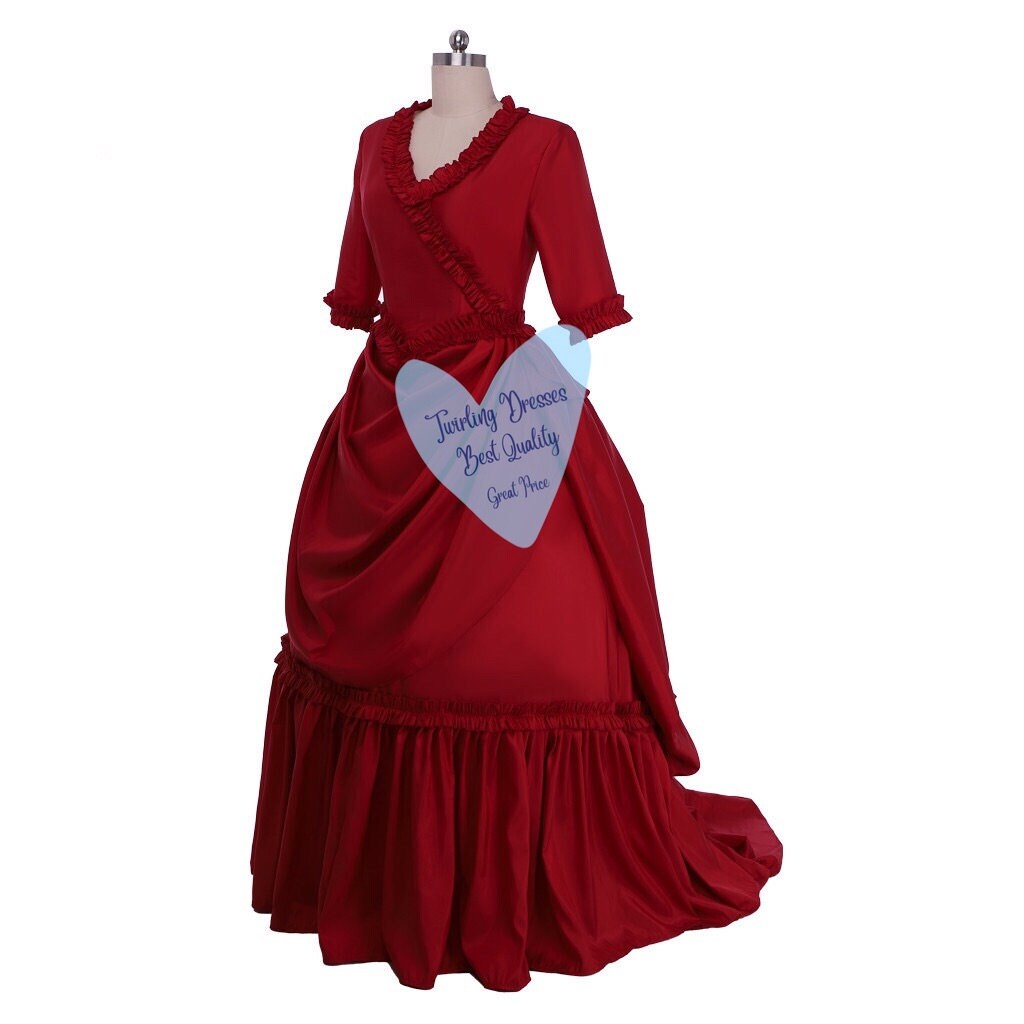 
                  
                    Red Victorian  Costume, Victorian bustle Dress, Victorian Fitted jacket and skirt, Victorian dress, Victorian era costumes
                  
                