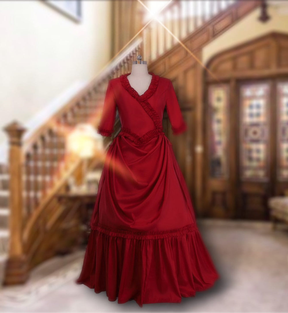 Red Victorian Costume, Victorian bustle Dress, Victorian Fitted jacket TwirlingDresses Red Victorian Costume, Victorian bustle Dress, Victorian Fitted jacket TwirlingDresses