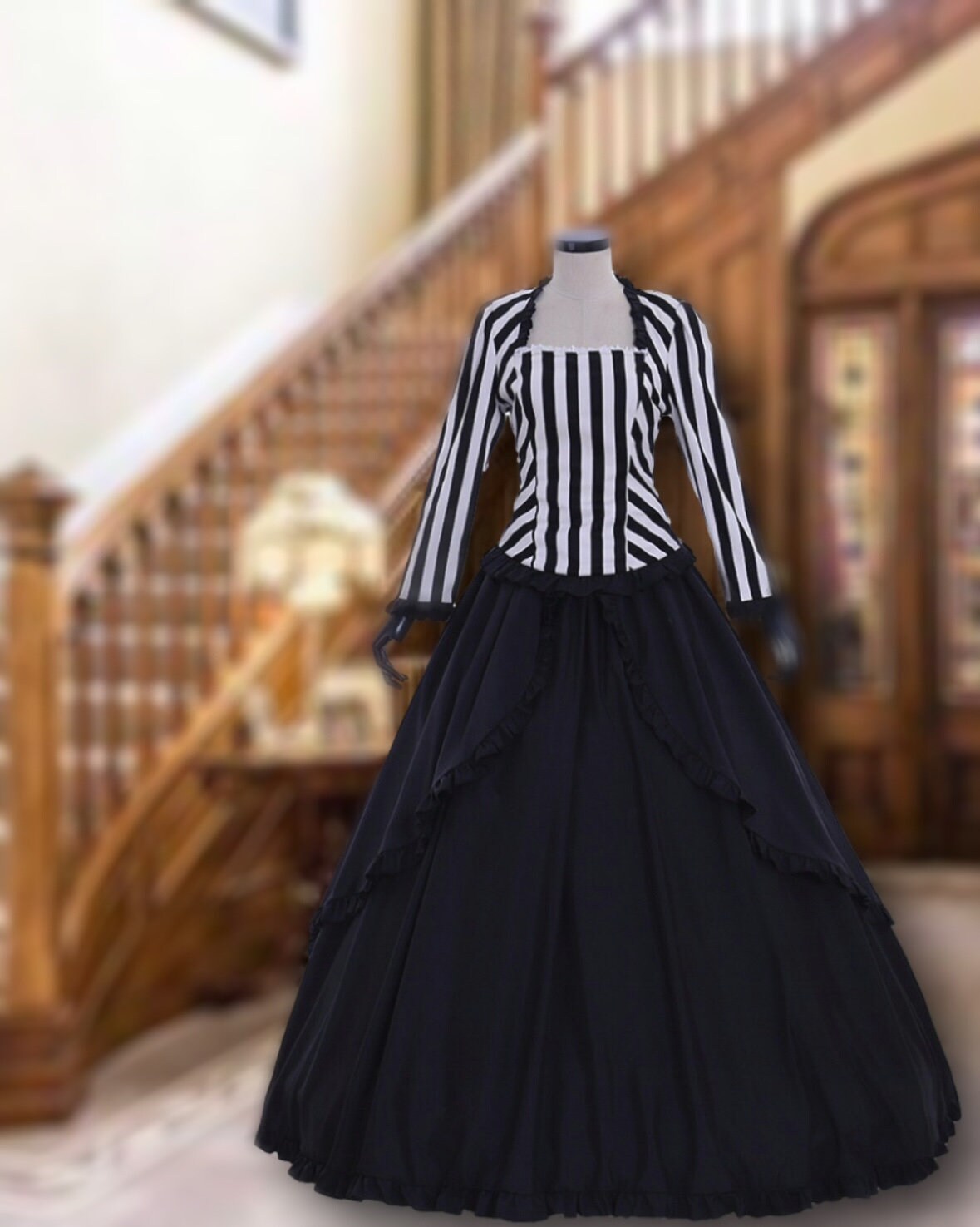 
                  
                    Victorian  Costume, Victorian  Dress, Bustle dress, Adult Historic Costume, Victorian outfit, Theatre Dress, Striped Victorian dress - TwirlingDresses
                  
                