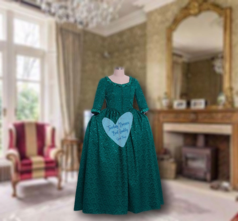Georgian plaid Costume , Outlander Green dress , 18th Century Dress, 1700s Dress , Historic Costume, Theatre Dress, Outlander Dress - TwirlingDresses