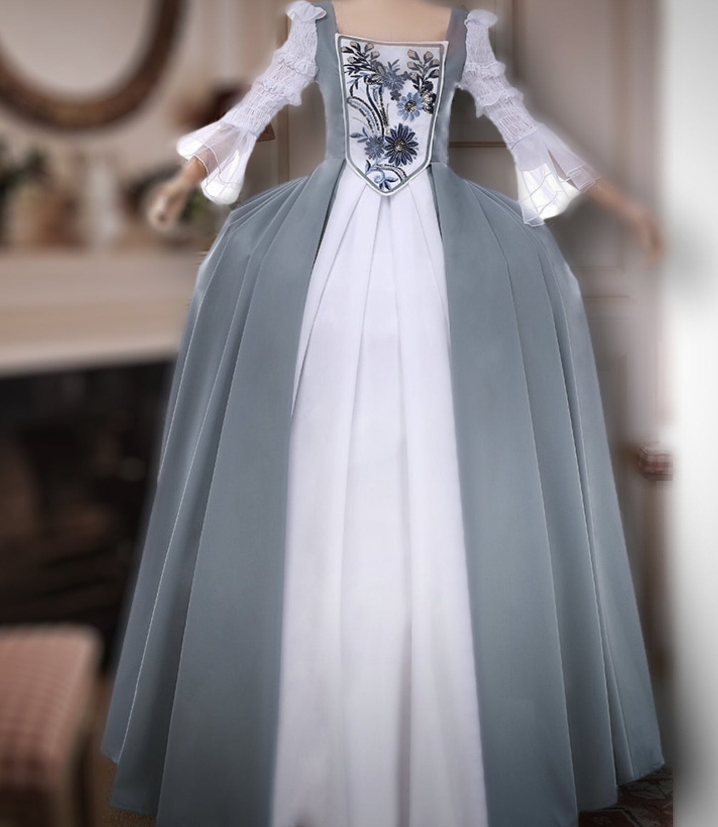 Grey Georgian Costume, , Outlander wedding Dress , Adult Historic Costume, Theatre Dress, Outlander Dress - TwirlingDresses