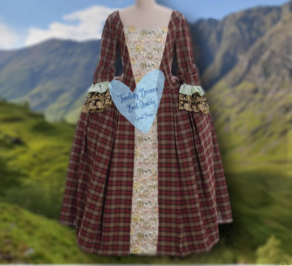 Outlander Costume, Victorian Scottish  highland Dress, 1860s dress, Adult Historic Costume, Theatre Dress, Little women Costume - TwirlingDresses