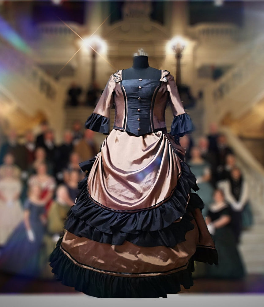 
                  
                    Victorian dress, Brown  satin Victorian dress, bustle dress, Gilded Cage Dress, Victoriana,Civil War Dress, Dickens Dress
                  
                