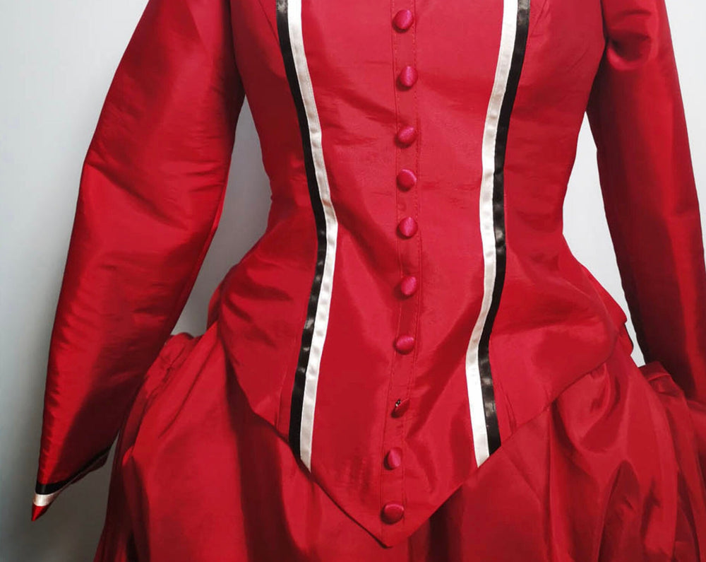 
                  
                    Victorian dress, Red  satin Victorian dress, bustle dress, Gilded Cage Dress, Victoriana,Civil War Dress, Dickens Dress
                  
                