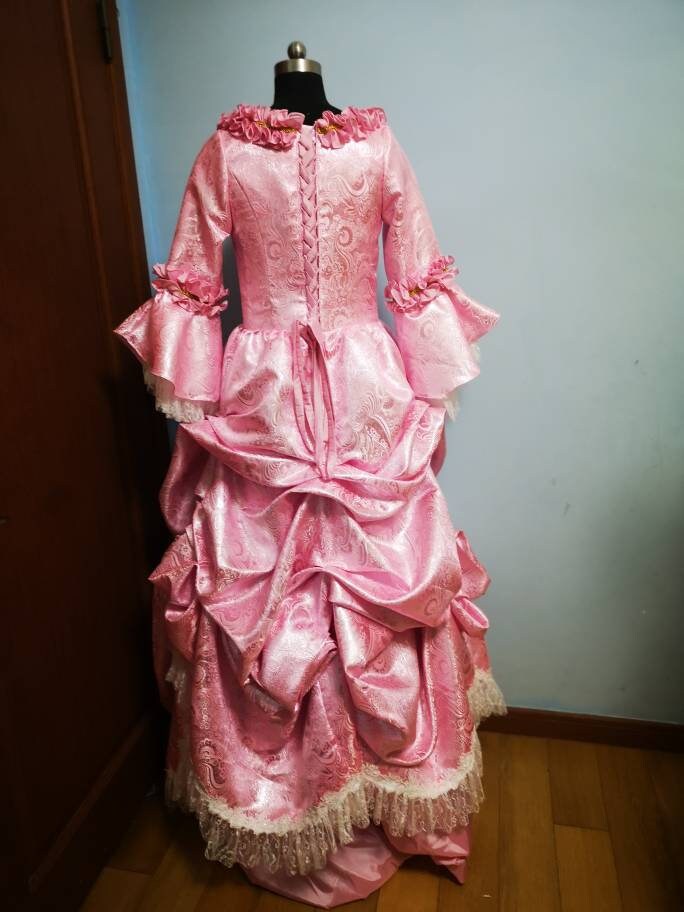 
                  
                    Victorian dress, Pink satin Victorian dress, bustle dress, Gilded Cage Dress, Victoriana,Civil War Dress, Dickens Dress
                  
                