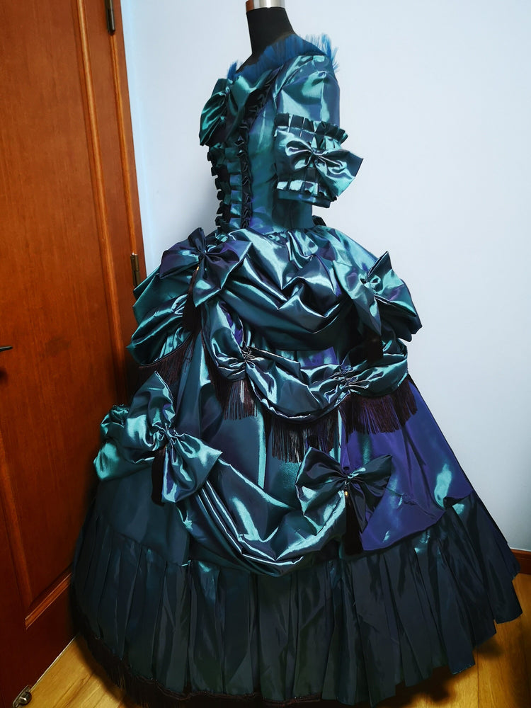 
                  
                    Victorian dress,Blue satin Victorian dress, bustle dress, Gilded Cage Dress, Victoriana,Civil War Dress, Dickens Dress
                  
                