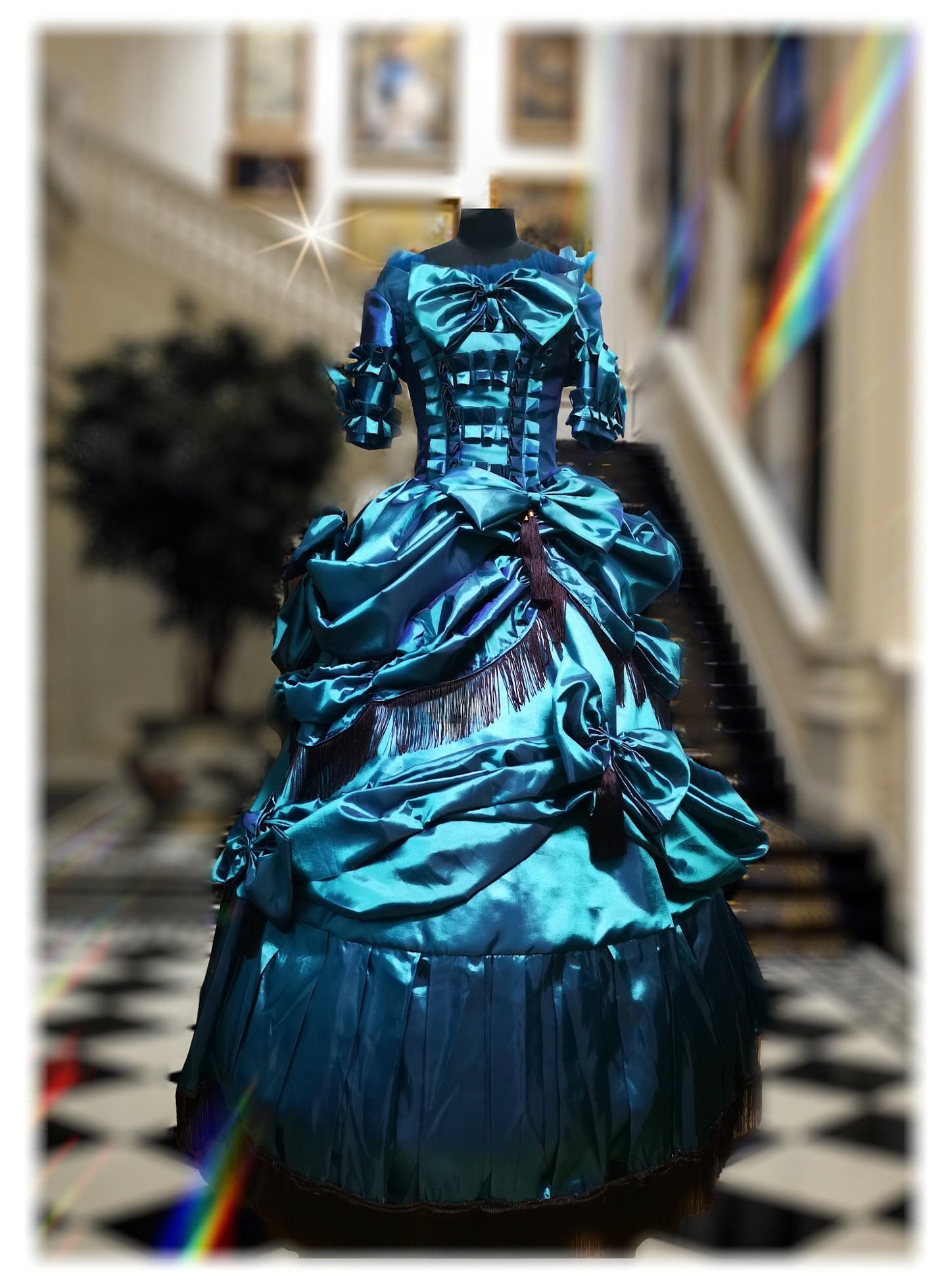 
                  
                    Victorian dress,Blue satin Victorian dress, bustle dress, Gilded Cage Dress, Victoriana,Civil War Dress, Dickens Dress
                  
                