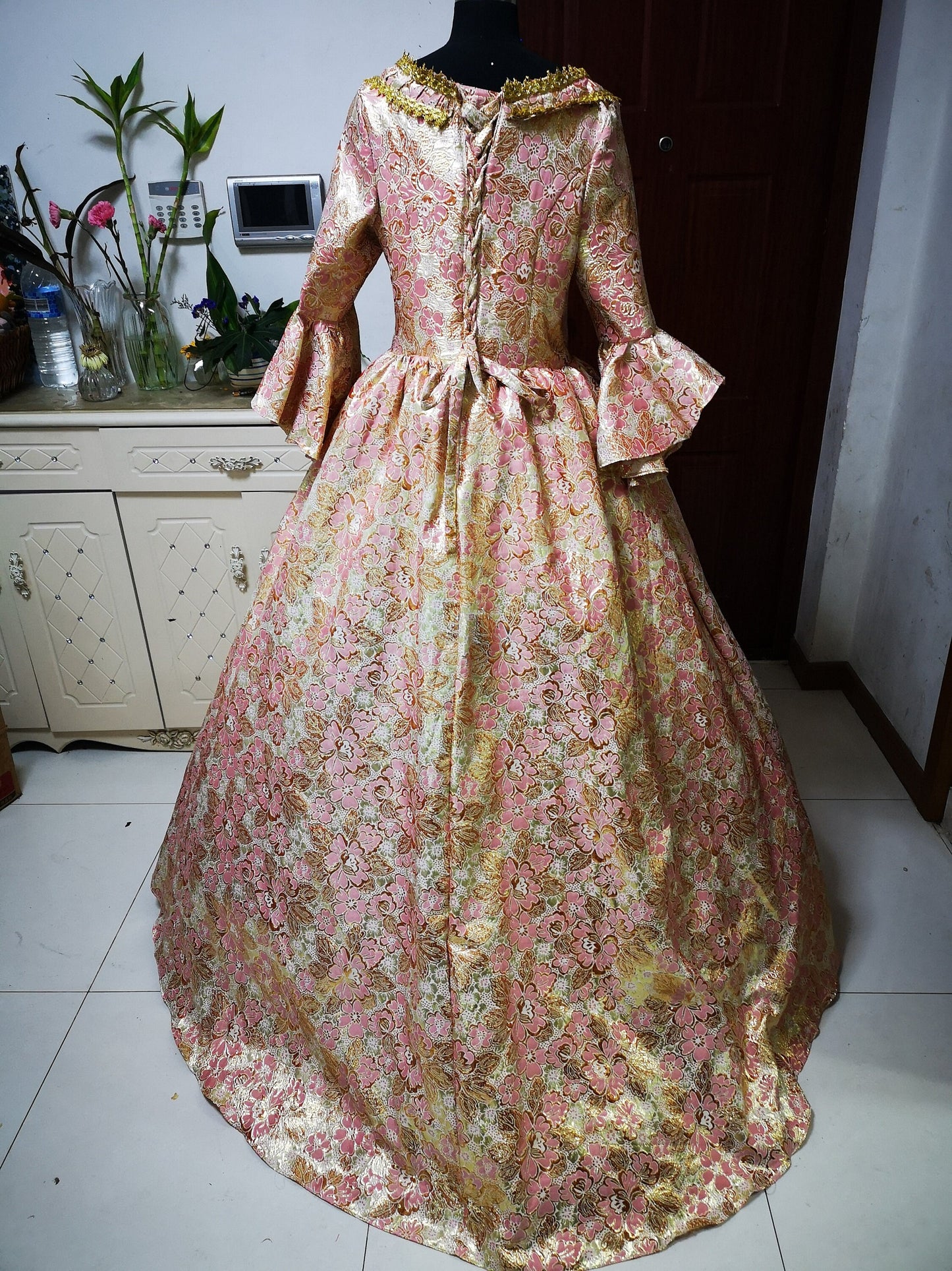 
                  
                    Pink jacquard Georgian dress, Venetian dress
                  
                