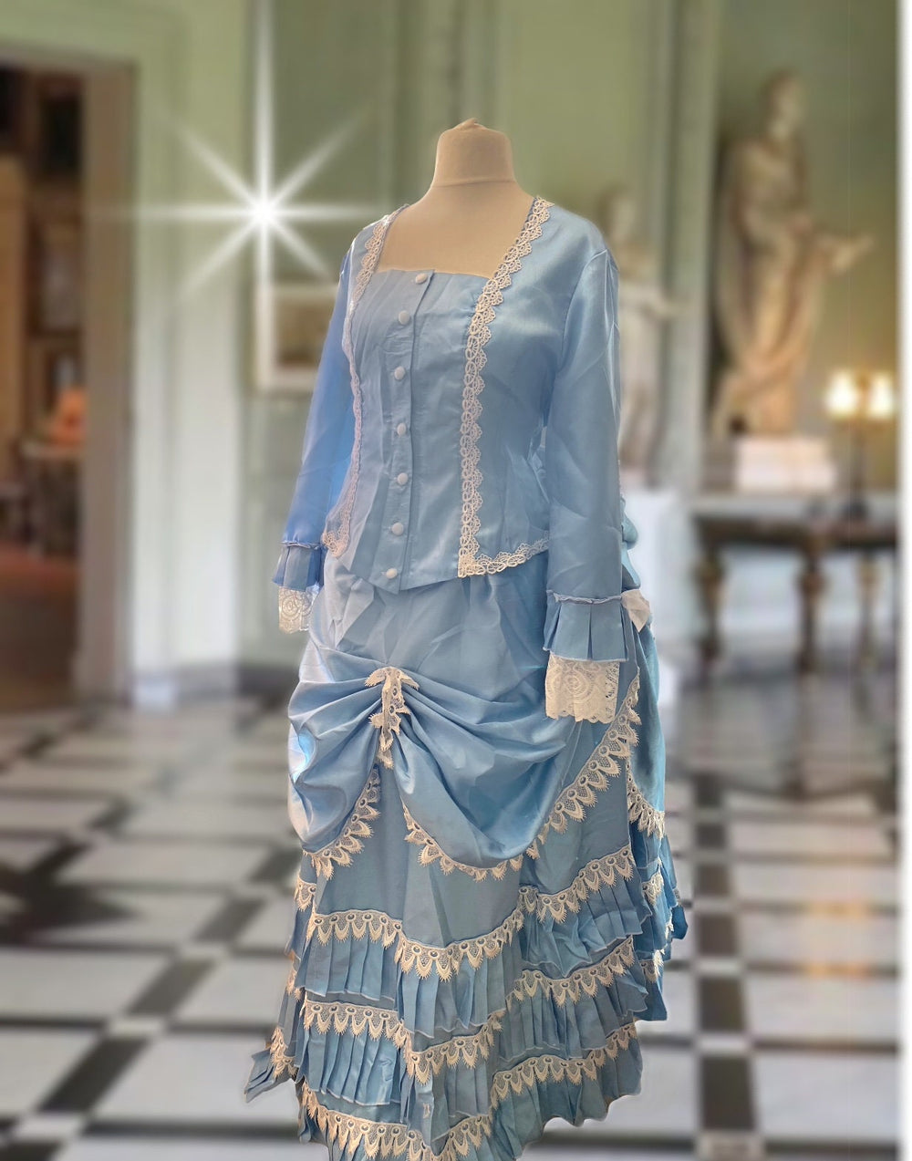 Blue Victorian dress, bustle dress, Gilded Cage Dress, Victoriana,Civil War Dress