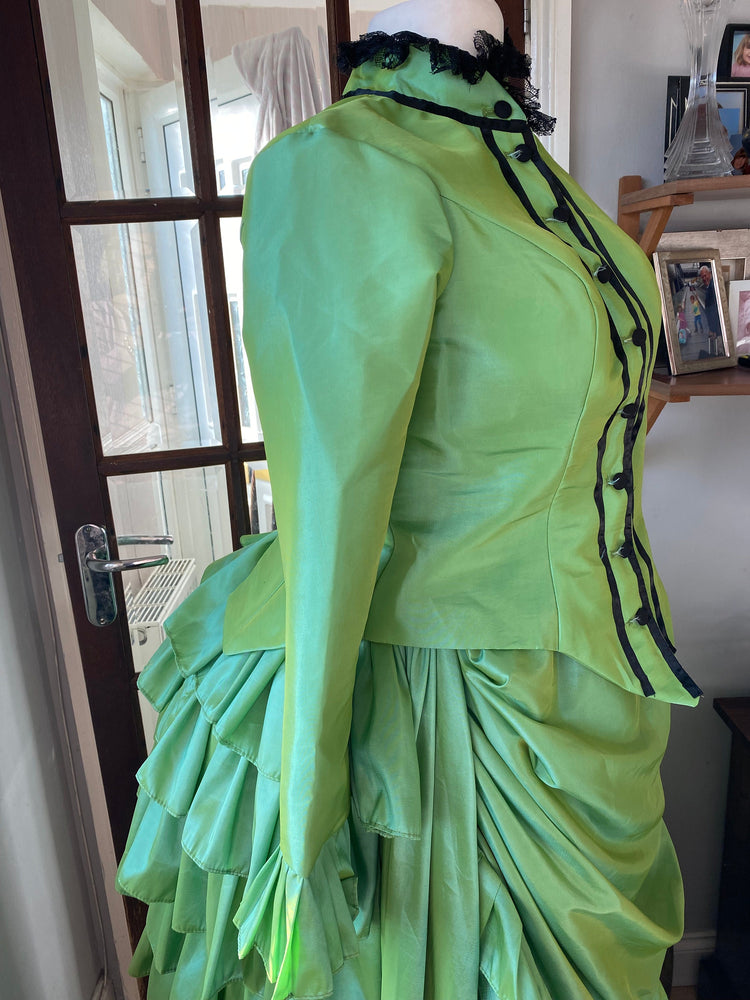 
                  
                    Lime Green Victorian dress, bustle dress, Gilded Cage Dress, Victoriana,Civil War Dress
                  
                