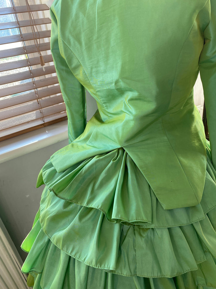 
                  
                    Lime Green Victorian dress, bustle dress, Gilded Cage Dress, Victoriana,Civil War Dress
                  
                