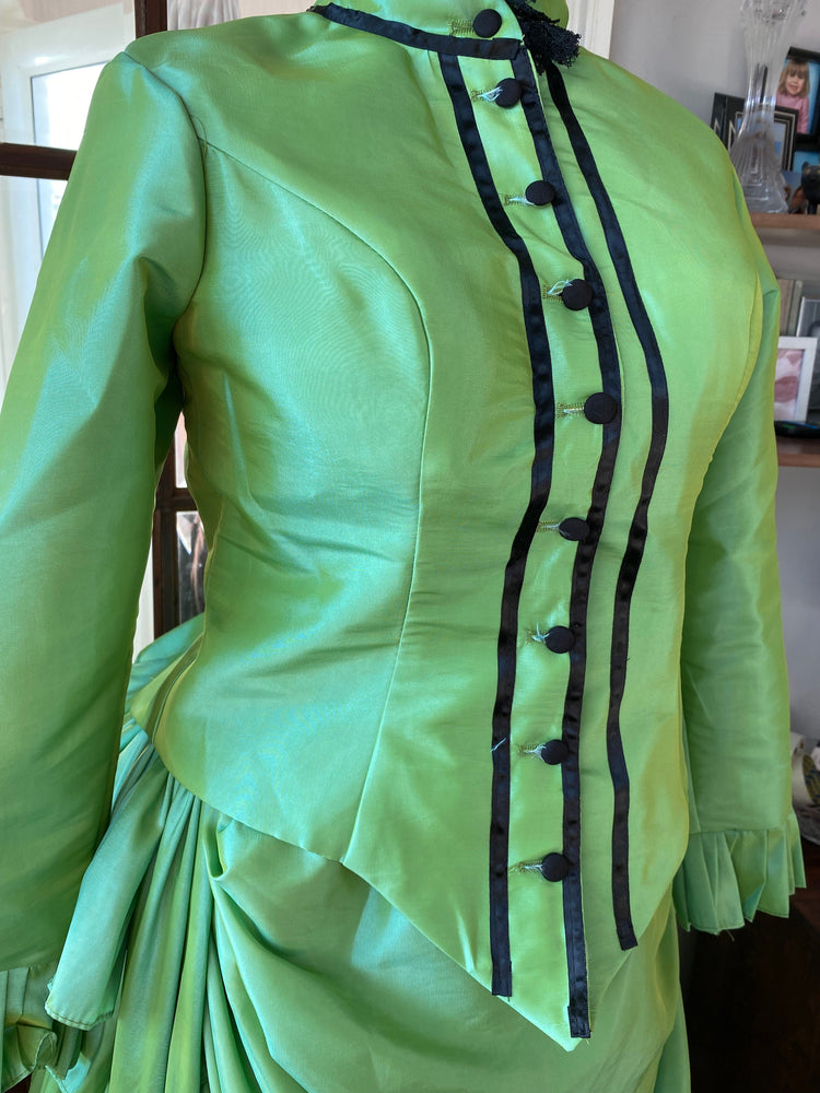 
                  
                    Lime Green Victorian dress, bustle dress, Gilded Cage Dress, Victoriana,Civil War Dress
                  
                