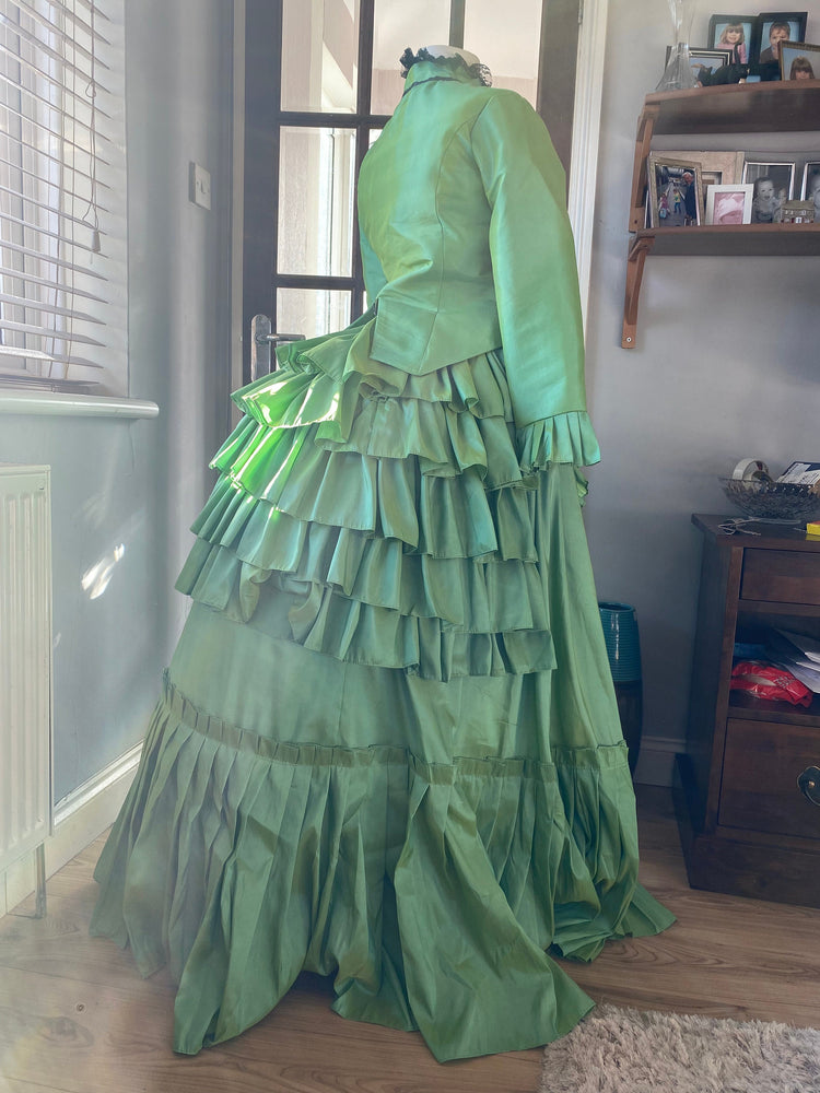 
                  
                    Lime Green Victorian dress, bustle dress, Gilded Cage Dress, Victoriana,Civil War Dress
                  
                