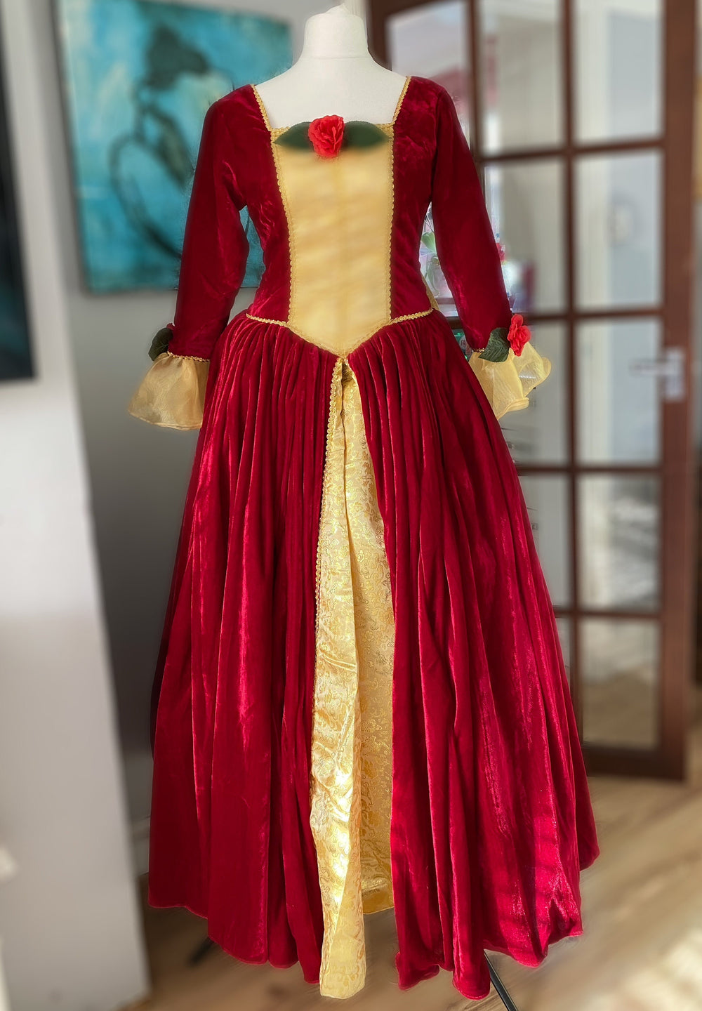 Christmas Belle Princess Dress, Adult Belle Princess Dress, Red Belle Dress