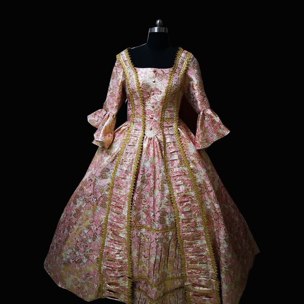 Pink jacquard Georgian dress, Venetian dress