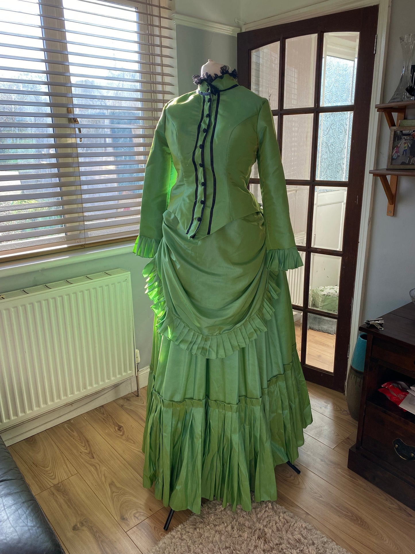 
                  
                    Lime Green Victorian dress, bustle dress, Gilded Cage Dress, Victoriana,Civil War Dress
                  
                