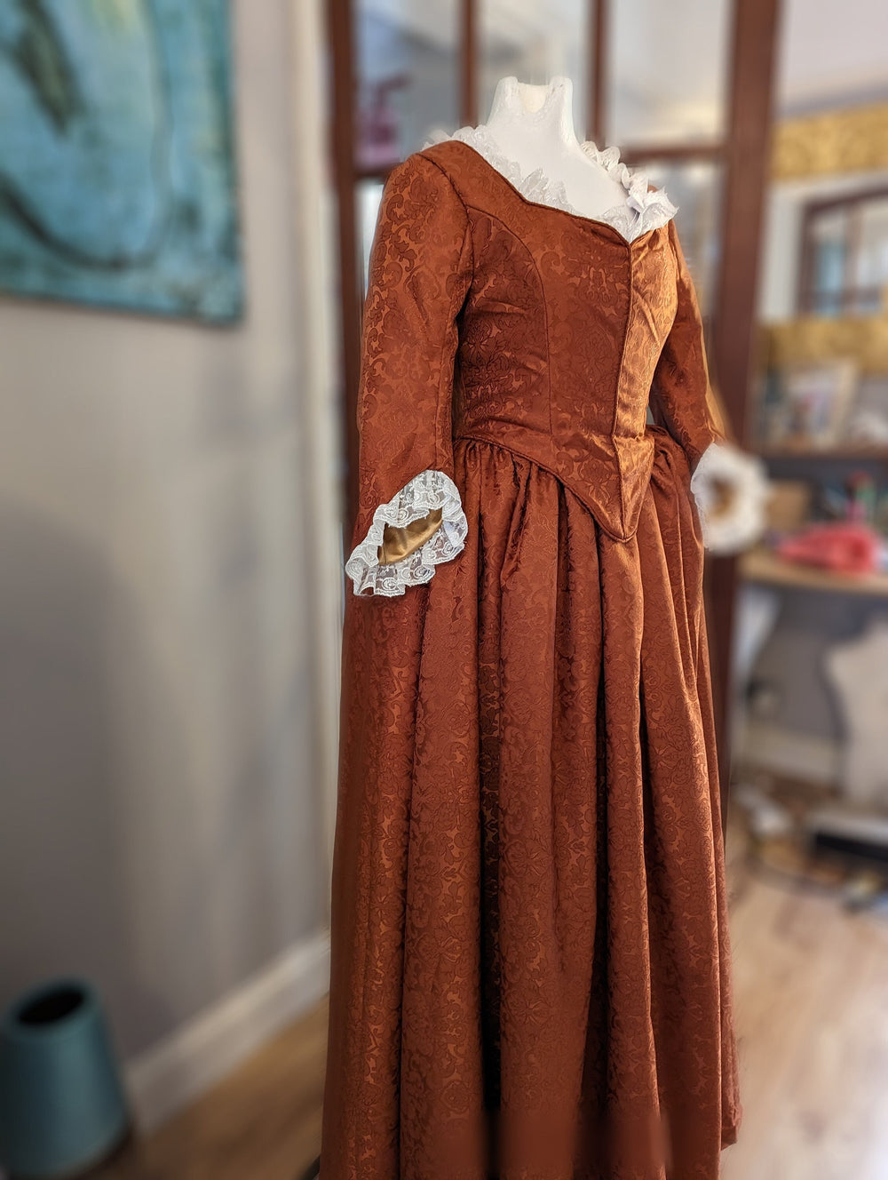 Brown Victorian  Costume, Victorian  Dress, 1840s dress, Bronze Georgian dress