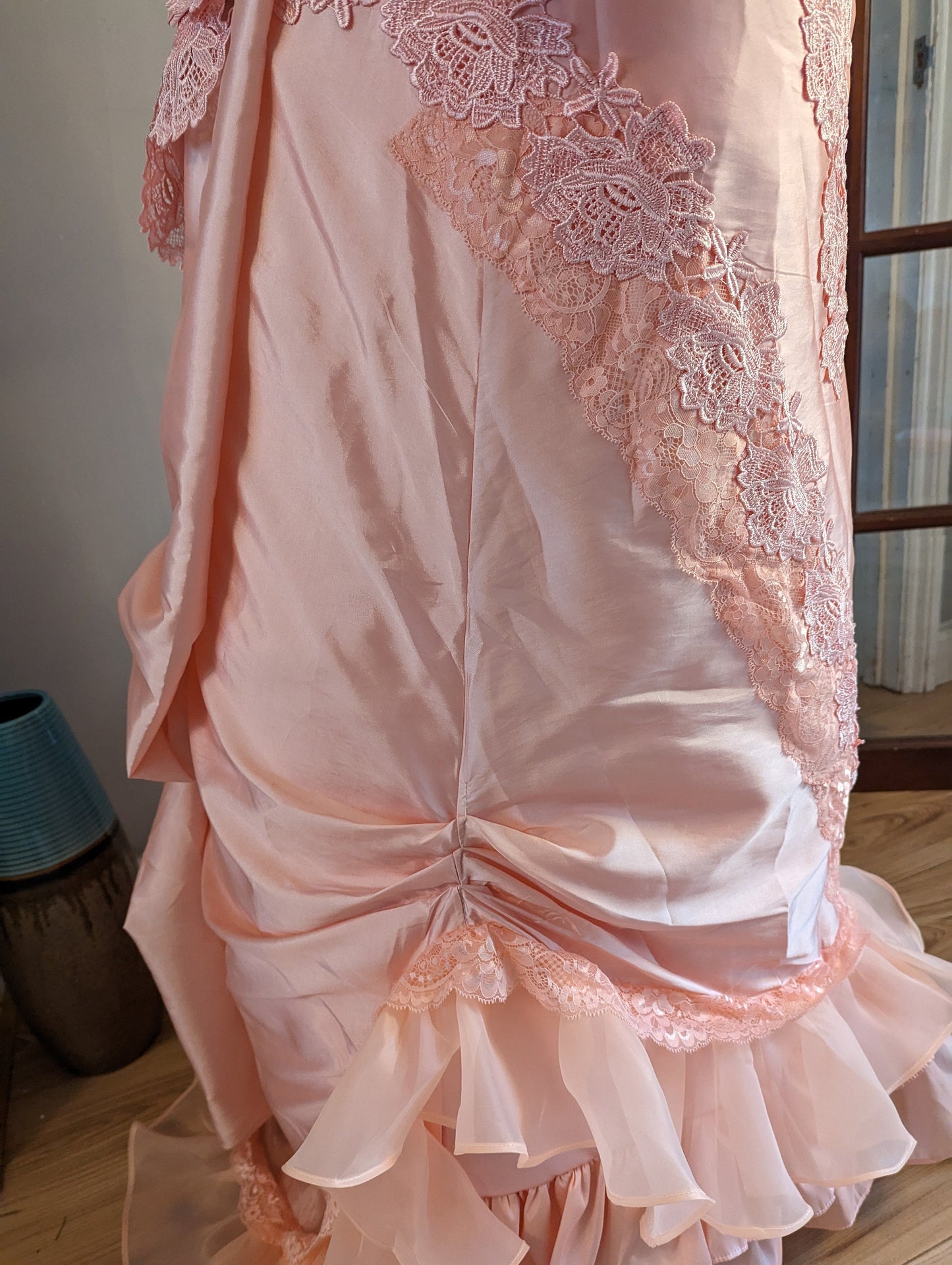 
                  
                    Peach Victorian  Bustle Dress, Victorian costume, pink Bustle dress
                  
                