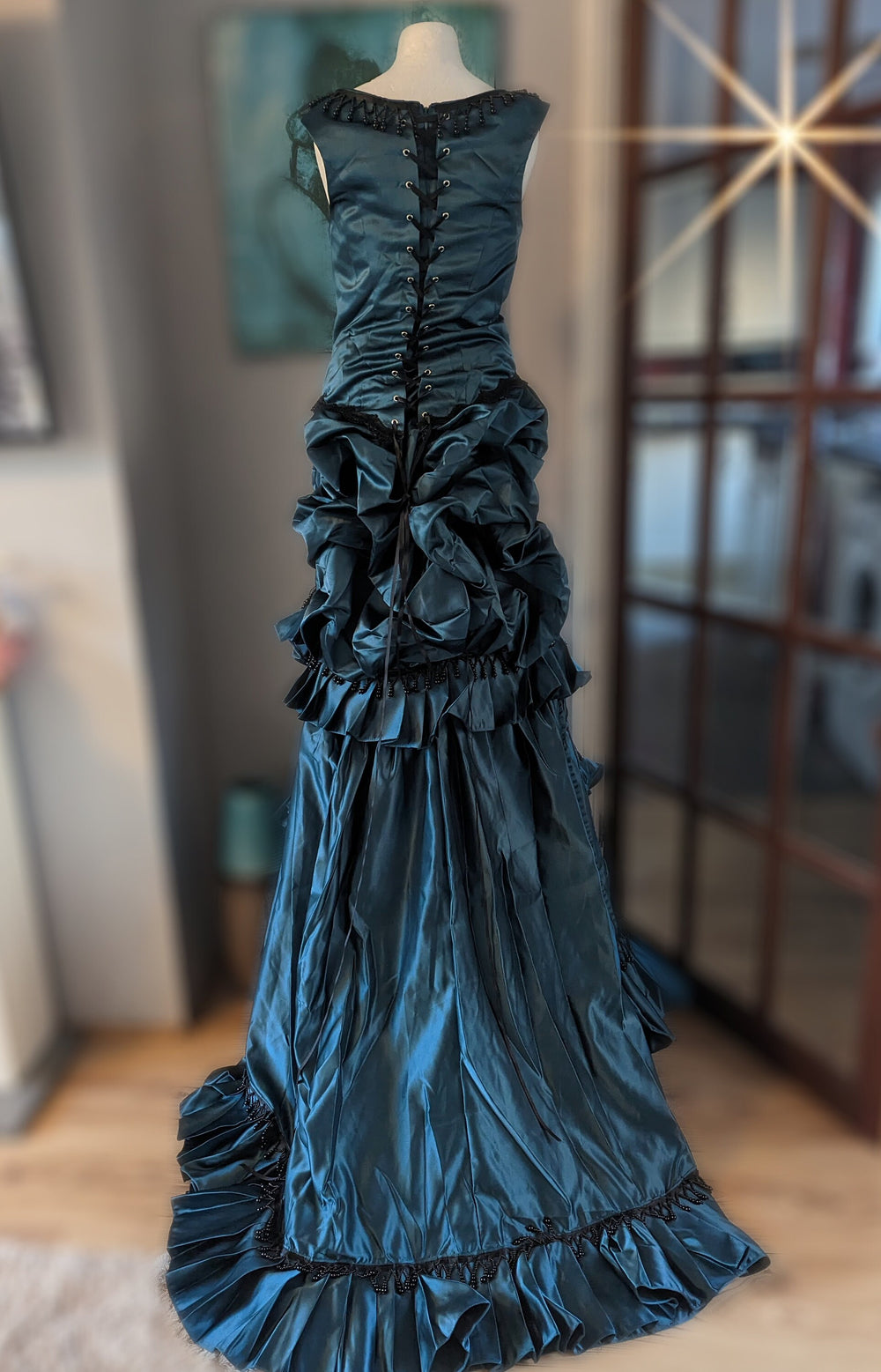Teal Victorian Bustle Dress, Victorian costume – TwirlingDresses