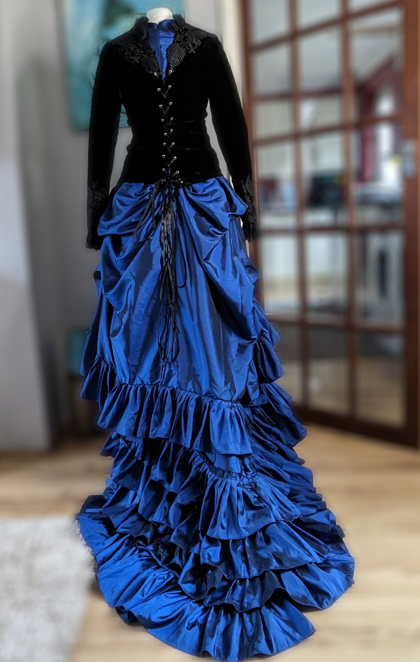 
                  
                    Ready Made Blue Victorian Gothic Dress, size USA 8, Victorian  Bustle Dress, Victorian costume, Steam Punk dress
                  
                
