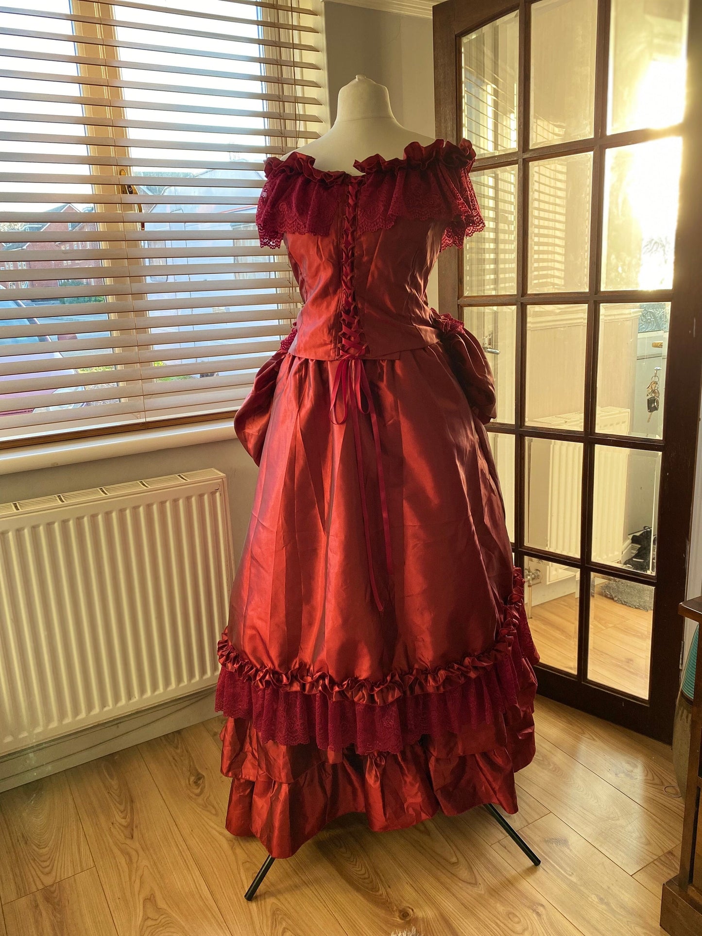 red victorian dresses Victorian dress,Red satin Victorian dress, bustle dress, Gilded Cage D – TwirlingDresses