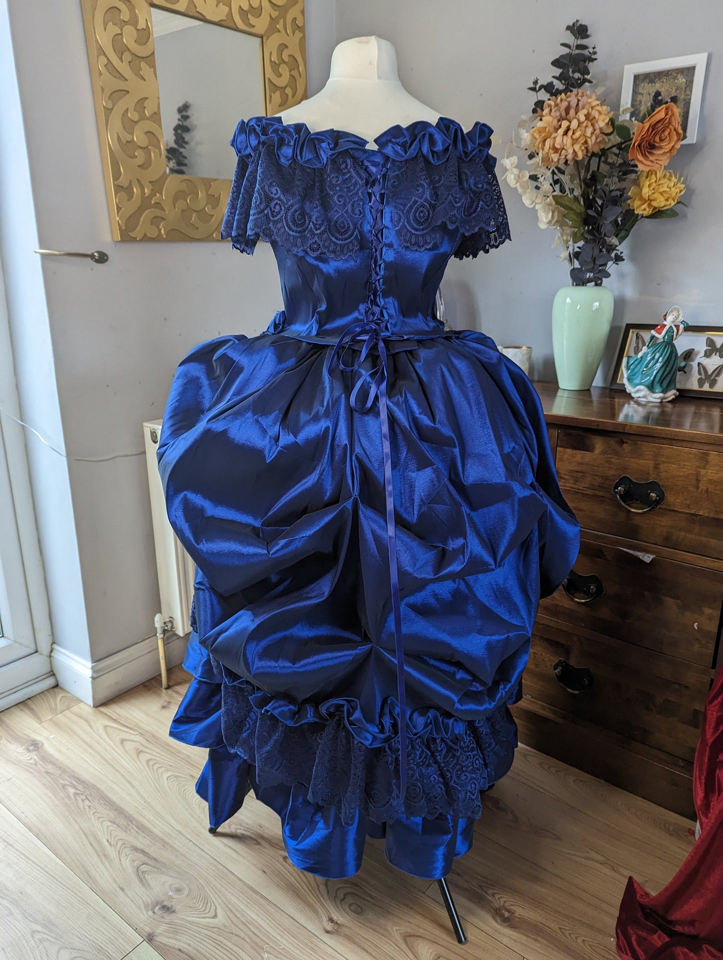 black and blue victorian dress Luxalzxs Victorian Dress for Women 1800s Medieval Renaissance Dress Plus Size Vintage Court Flare Sleeve Corset Dress Cocktail Party Princess Ball Gown Halloween Gothic Elegant Queen Dress