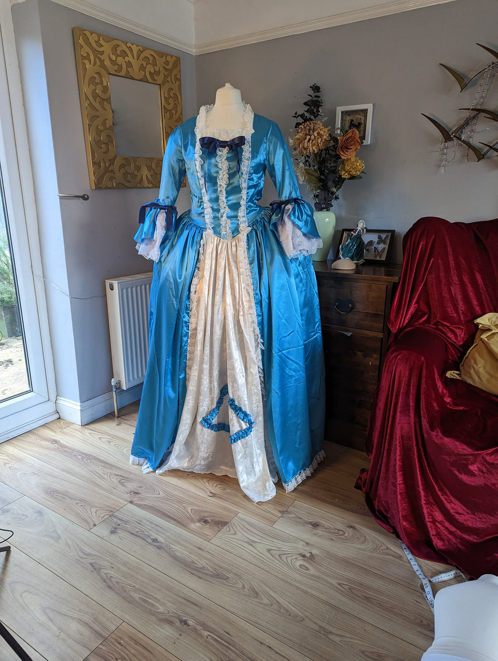 Turquoise Georgian Costume, Georgian Dress, Marie Antoinette Dress