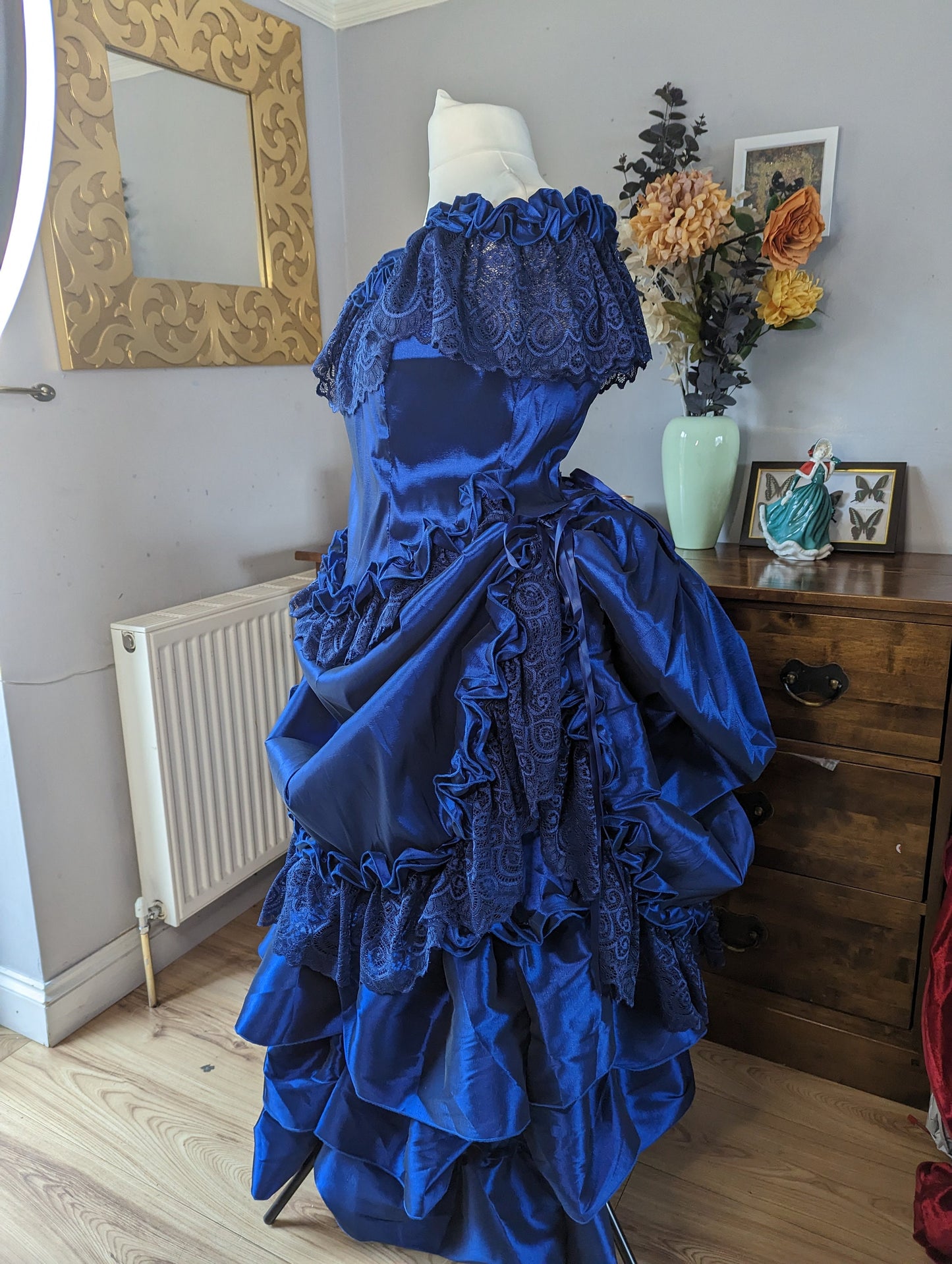 victorian bustle dress blue and brown Late Victorian Bustle Dresses MJcostume