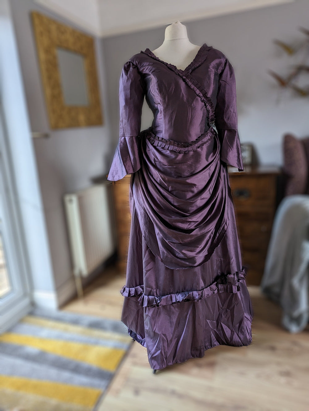 Plum taffeta satin  Victorian Gothic Dress, Victorian  Bustle Dress, Victorian costume, Steam Punk dress