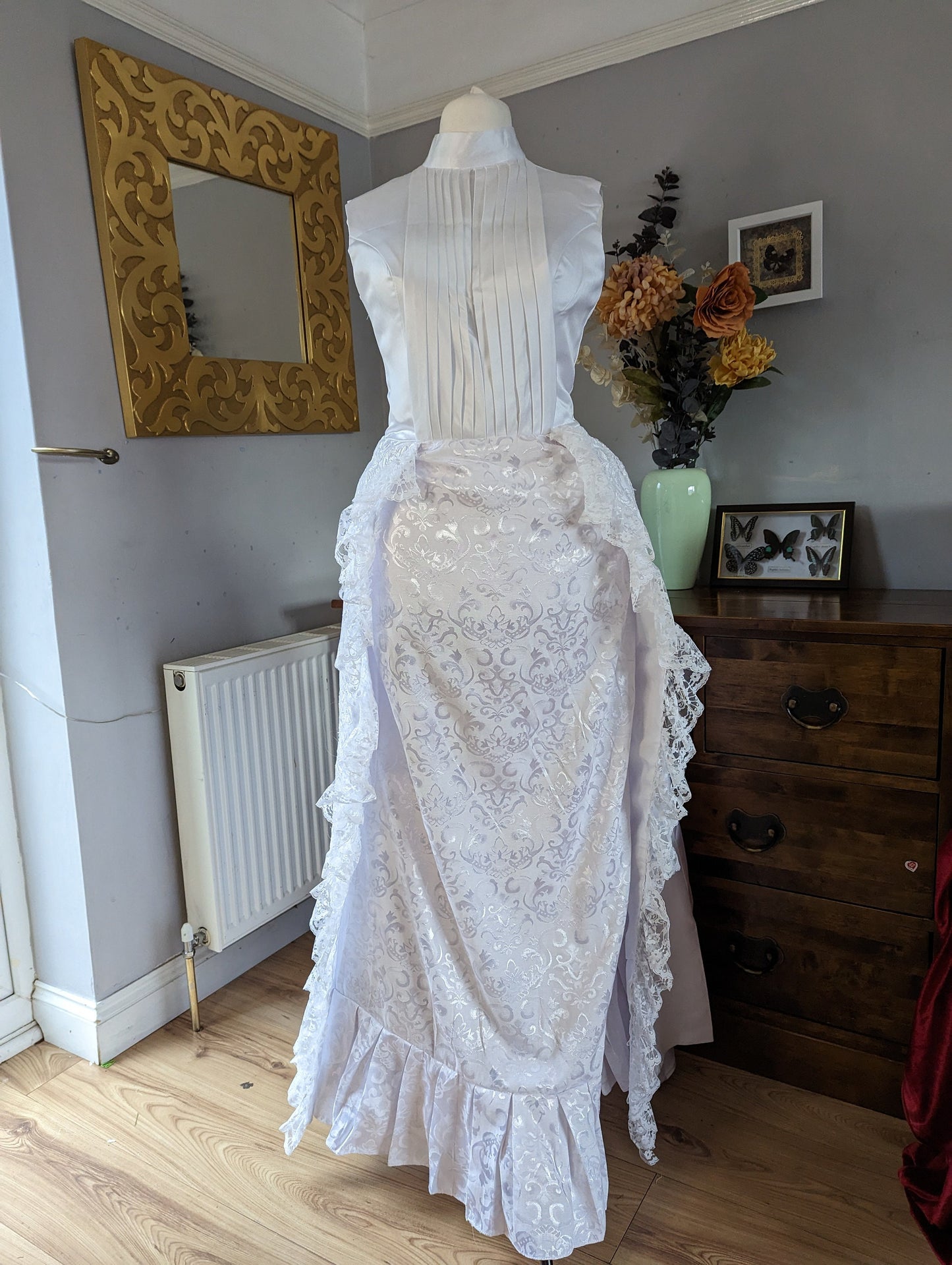 White Victorian Bustle Dress, Victorian costume, white Bustle dress, V TwirlingDresses White Victorian Bustle Dress, Victorian costume, white Bustle dress, V TwirlingDresses