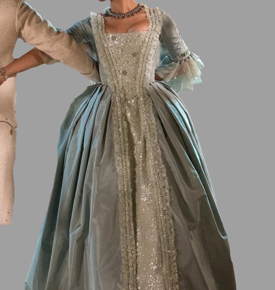 Queen Charlotte dress, Custom Made Costume, 17th century costume, Pale teal Georgian dress, Marie Antoinette Dress, Marie Antoinette costume